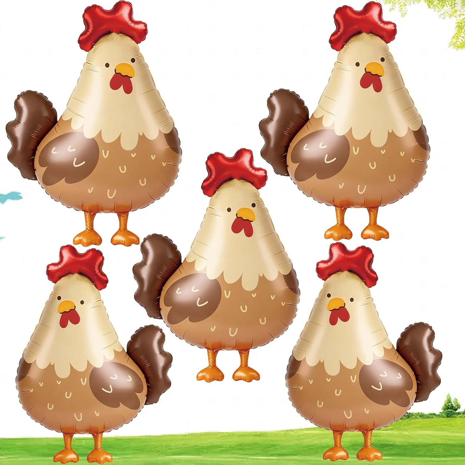 5 Pcs Chick Balloons Set – Farm Chicken Shaped Balloons for Spring Farm Animal Theme, Easter Egg Hunt Party, Barnyard Birthday, Animal Baby Shower, Easter Party Decorations