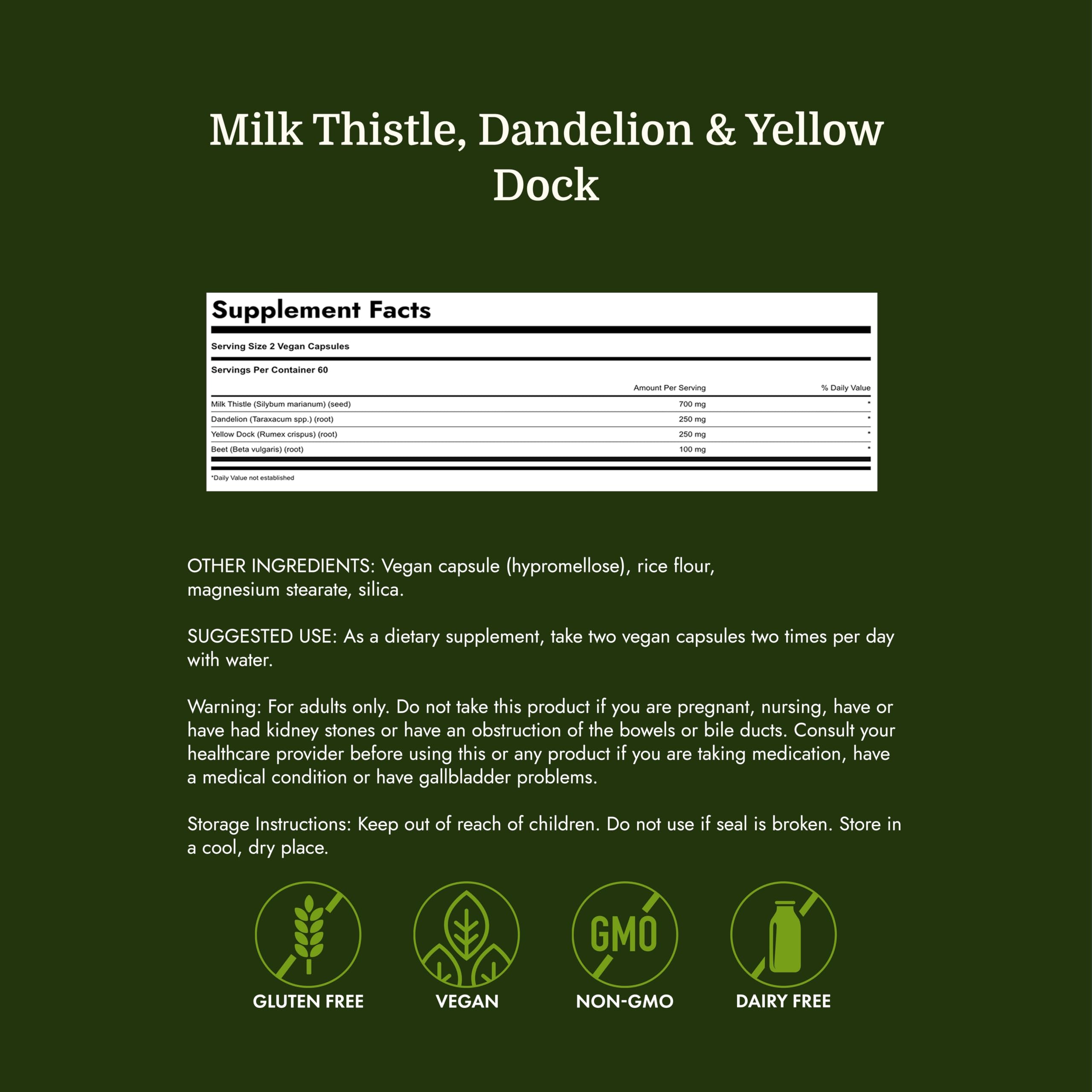 Swanson Milk Thistle, Dandelion and Yellow Dock, 120 Capsules, 1 Pack — Amazon image 4