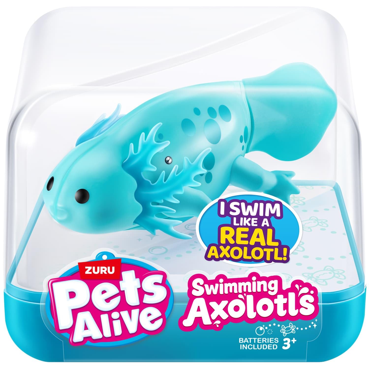 Pets Alive Swimming Axolotl - Teal - Dive Into An Enchanting World Of Underwater Fun With Pets Alive Swimming Axolotls! - Includes: 1 X Axolotl, 1 X Collector's Guide