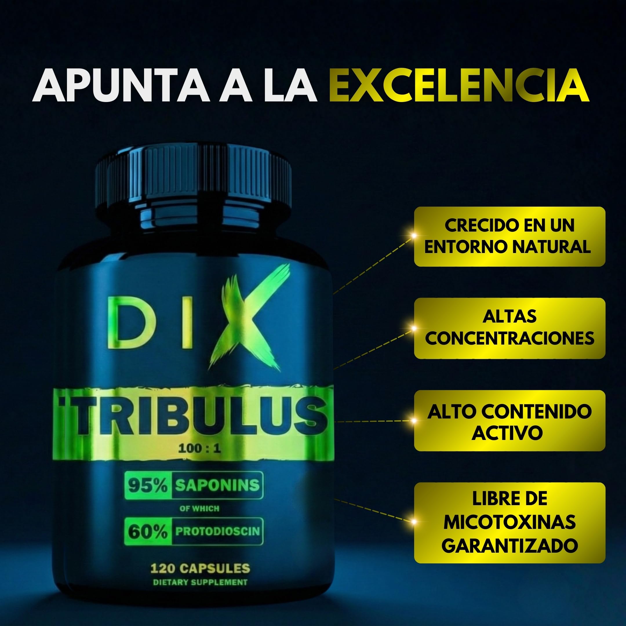 TRIBULUS TERRESTRIS ✗ Alta Concentración 100:1 ✗ Rendimiento Deportivo ✗ 95% Saponinas ✗ 60% Protodioscina ✗ Testado y Certificado ✗ Sin Micotoxinas ✗ Alto Contenido de Activos ✗ Empresa Francesa ✗