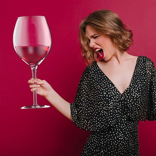 Miniatura 4 de NiHome Artisan - Vaso de vino gigante soplado a mano de 112 onzas para celebraciones y reuniones, 15 pulgadas de alto y 4.5 pulgadas de boca de