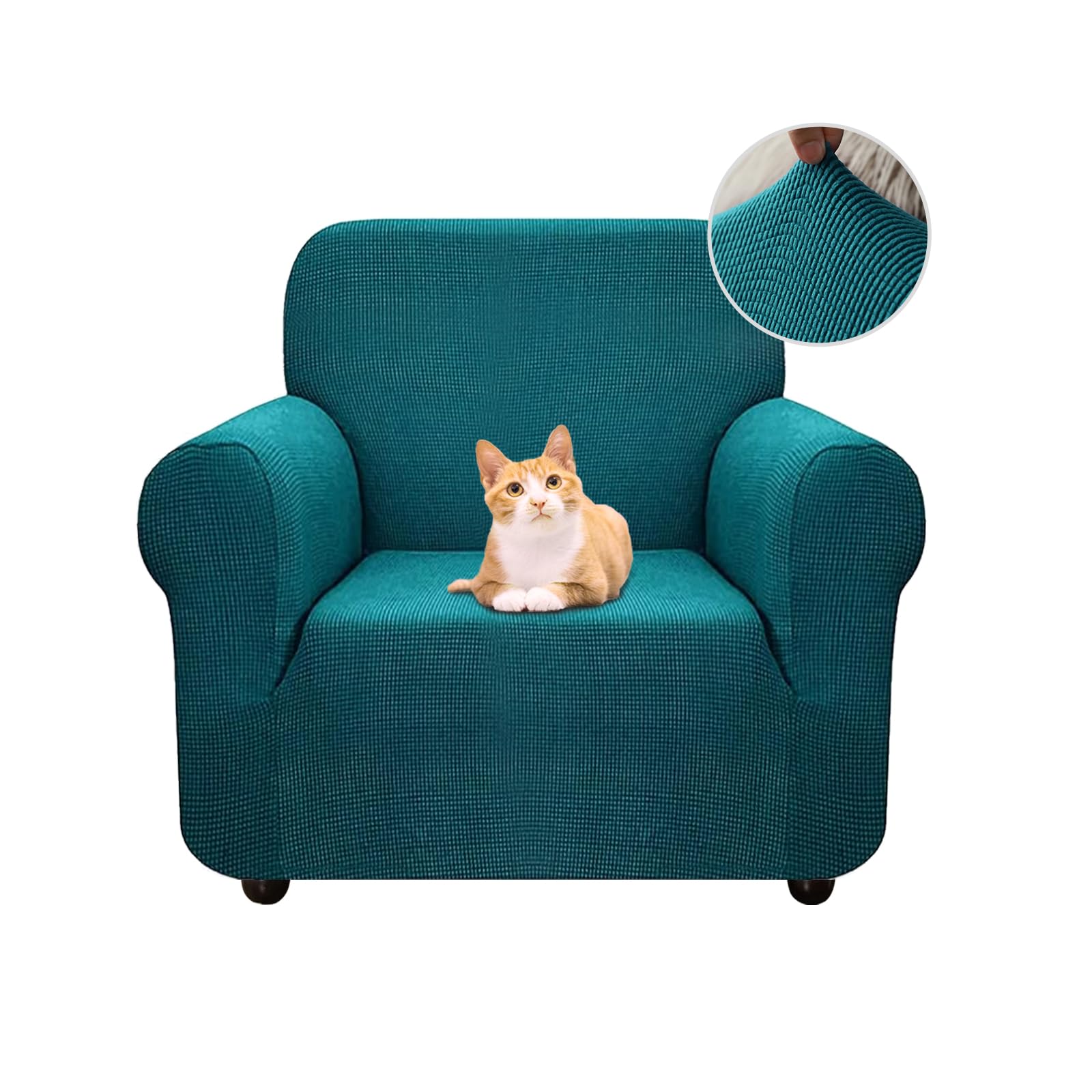 Jaotto Copridivano 1 Posto Elasticizzato, Fodera per Divano Elasticizzato Fantasia Antiscivolo Antimacchia, Copridivano con Braccioli Tessuto Super Morbido Universale(Jacquard#Verdi,1 Posto)