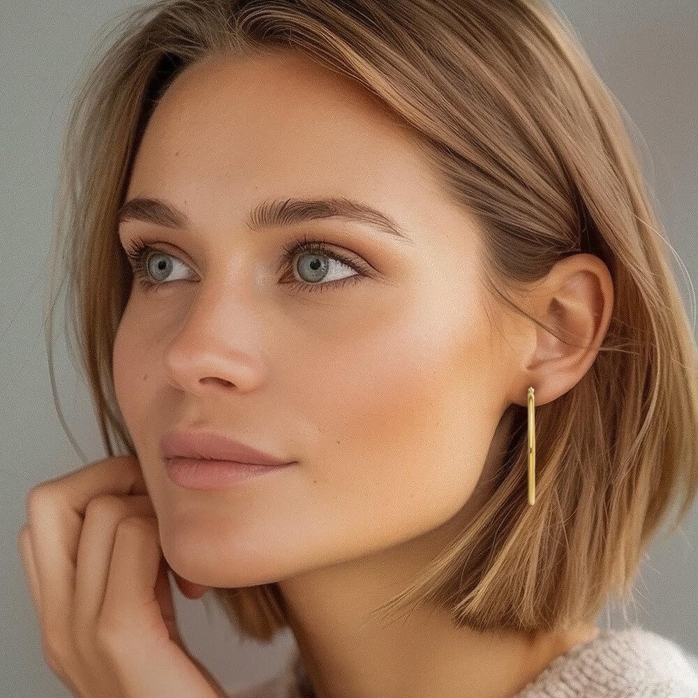IceCarats 10K Solid Yellow Gold Large Round Hoop Earrings 40mm 1.6 inch Snap Back, Polished For Her