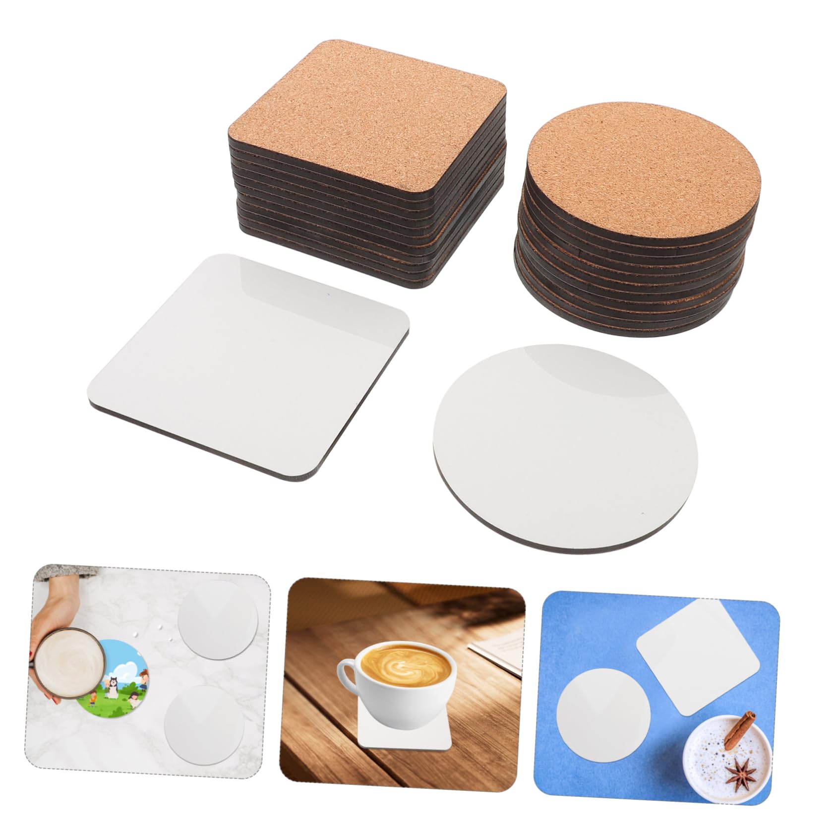 Posavasos Redondos de Madera MDF 24 Piezas para Transferencia