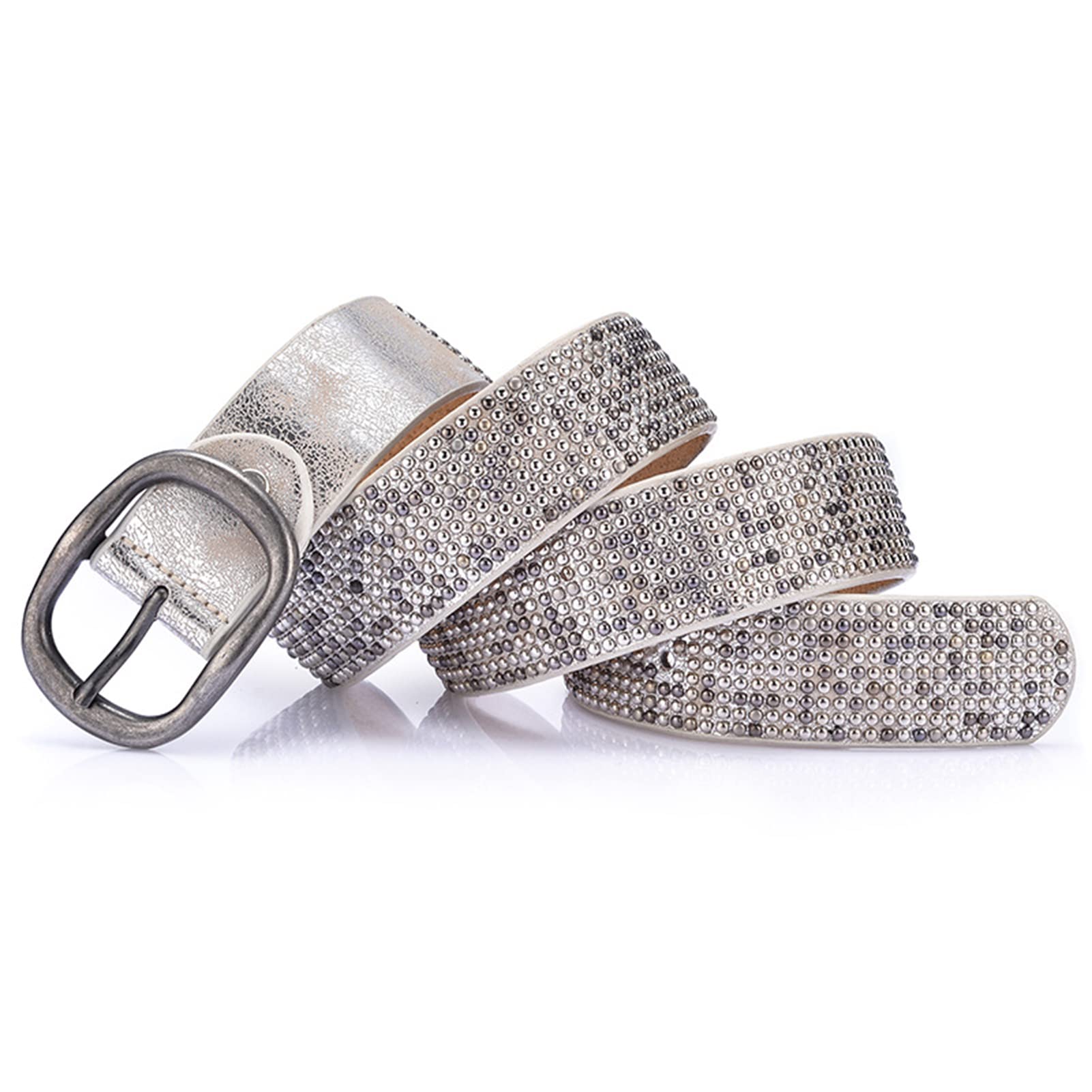 Stilvoller, lässiger Ledergürtel für Damen mit Nieten für Jeans, Punkrock, Retro-Nieten, Gürtel mit Schnalle für Jeanshosen, Kleider – 38 mm breit