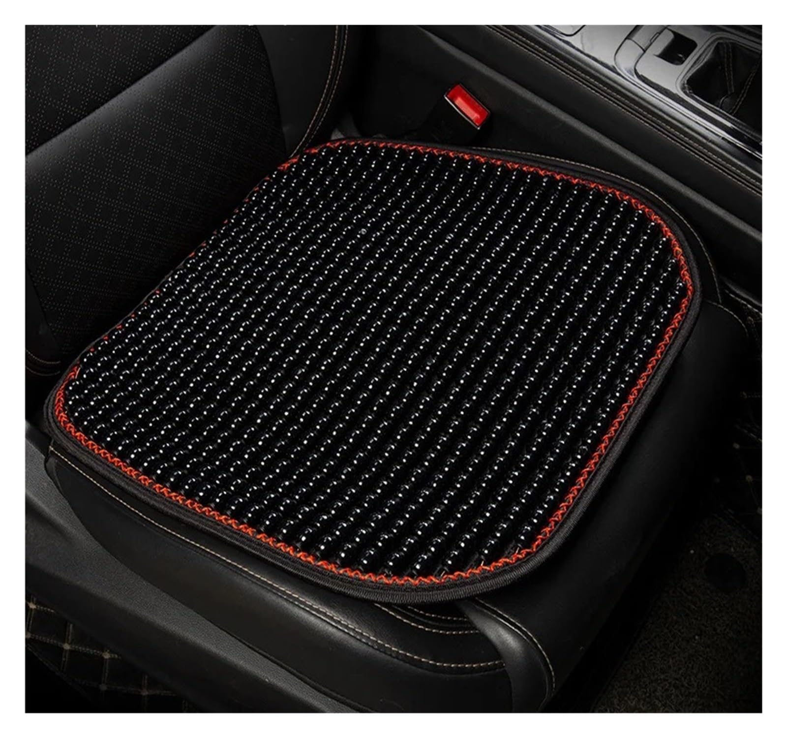 EDXNCVVM Car Chair Cushion Summer Cool Cushion Single Piece Of Wood Beads Summer Breathable Cushion Ventilation Cold Four Seasons Availabl(Black)