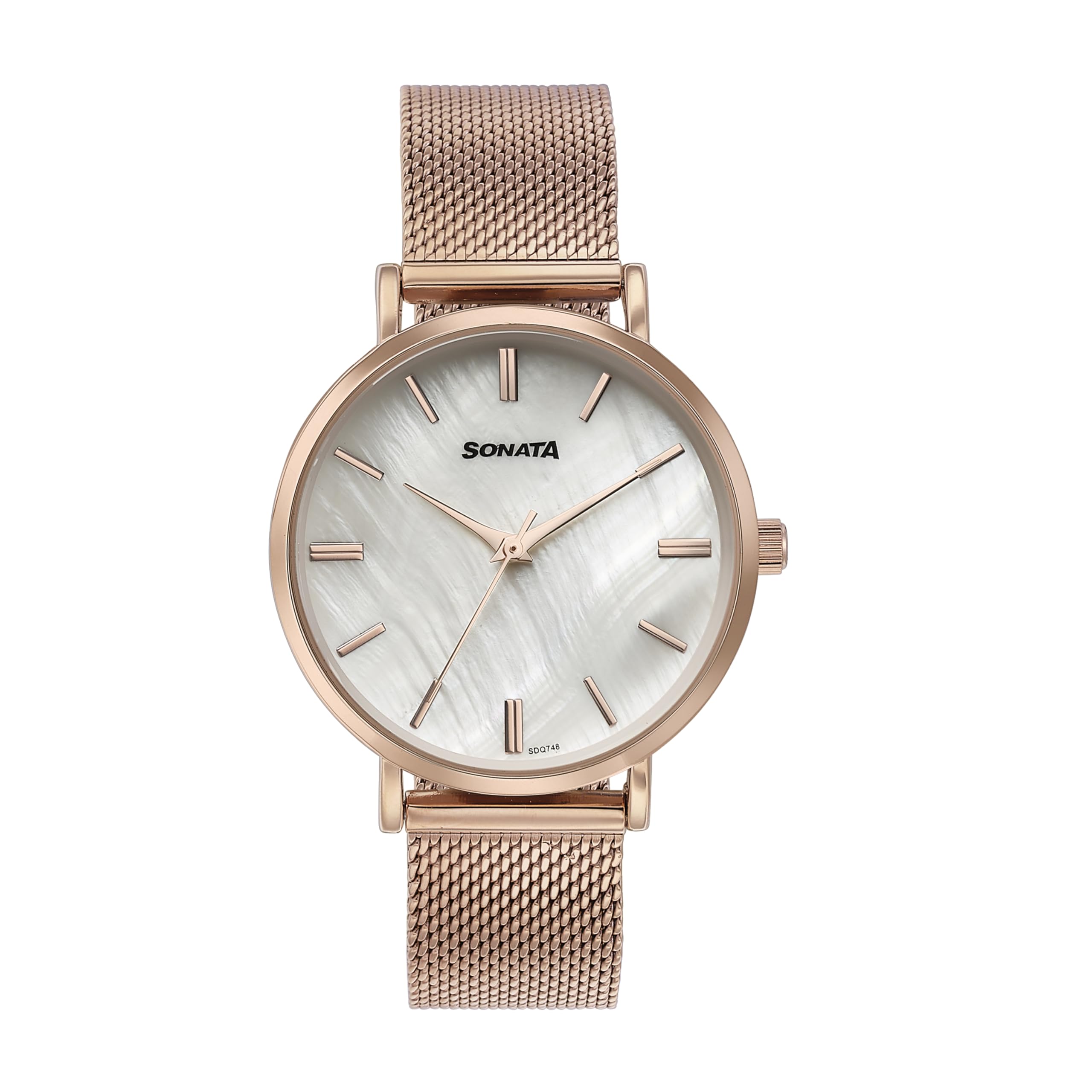 Quartz Analog White Dial Rose Gold Stainless Steel Strap Watch for Women-image-44