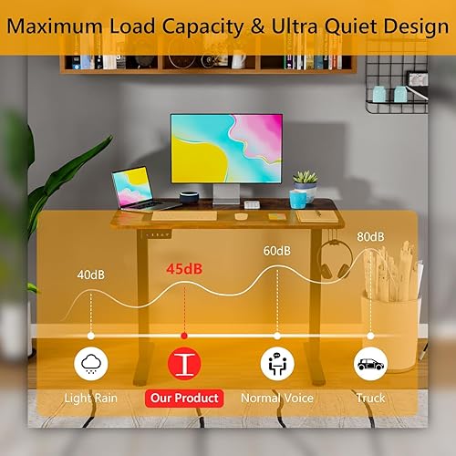 Miniatura 41 de Estación de trabajo de computadora de altura ajustable, escritorio eléctrico de pie para sentarse, mesa de computadora que se eleva hacia arriba y