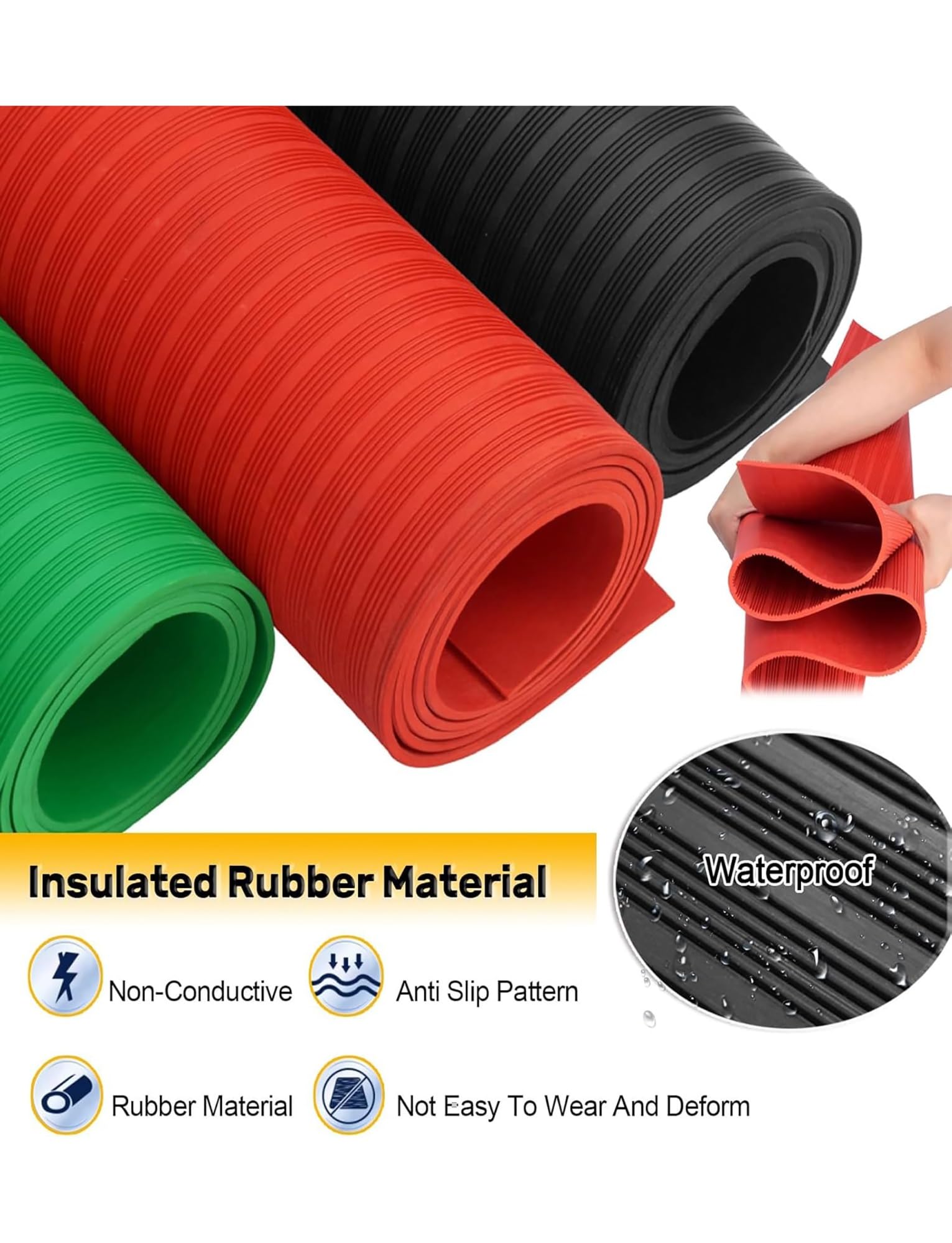 Amazon.co.jp: 絶縁ゴムマット カット可能、滑り止め電気絶縁マット