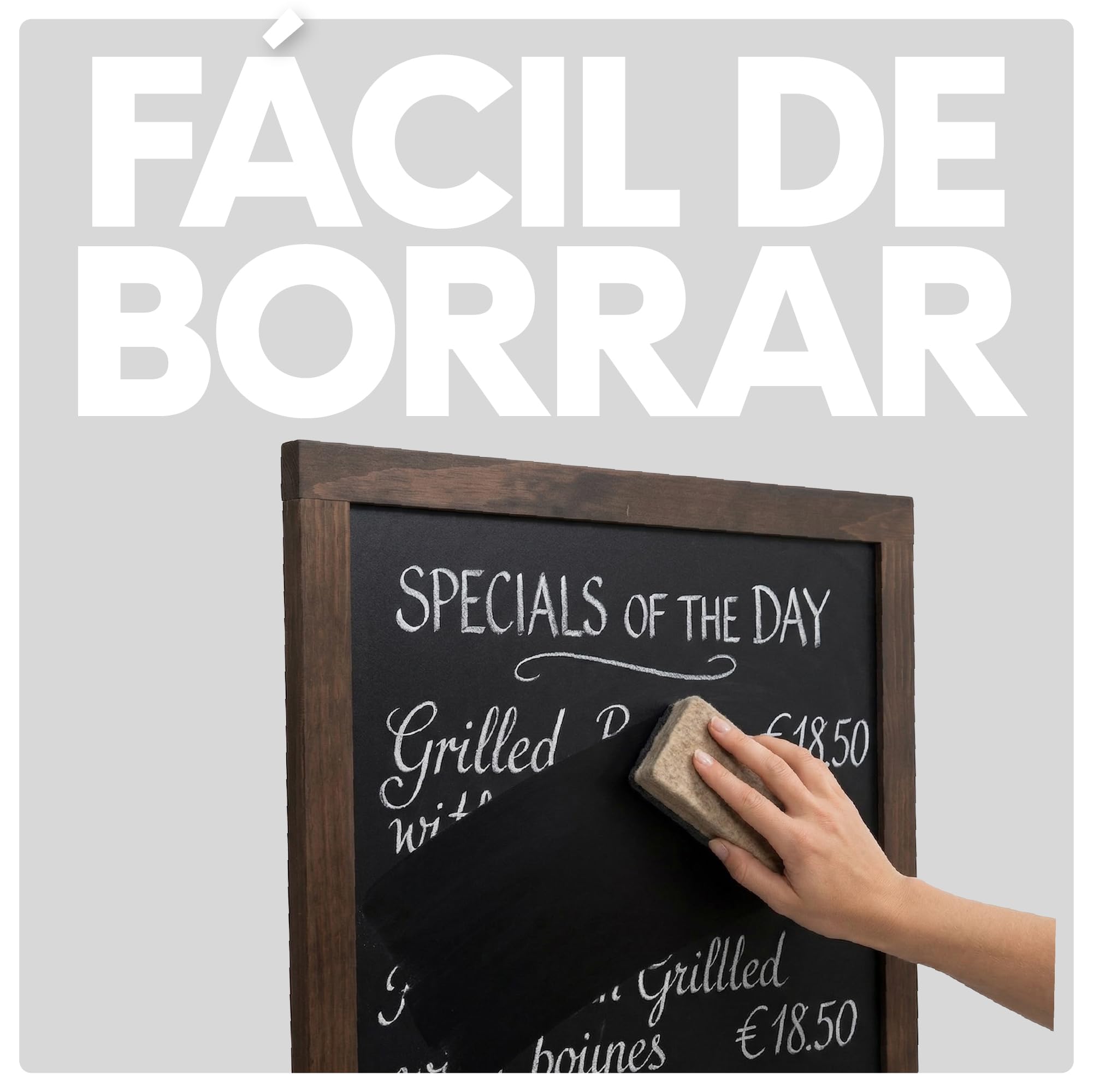 Pizarra Caballete Doble Cara Impermeable Lugano 51x108 cm | Pizarra Exterior de Suelo para Hostelería, Restaurantes, Terrazas y Comercios | Soporte Publicitario Escrita con Tiza