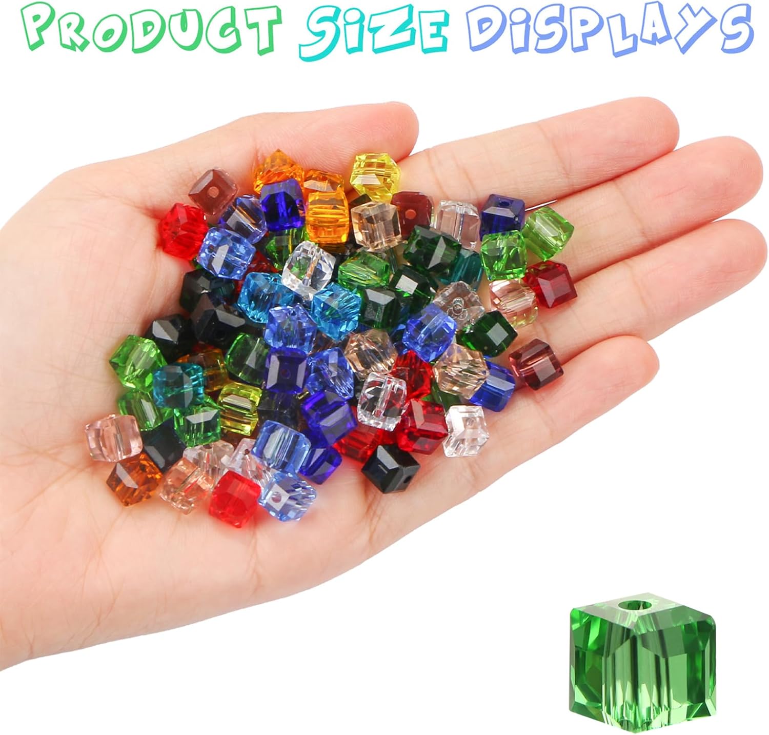100 Pcs 6mm Cube Crystal Glass Beads for Jewelry Making, Square Crystal Beads with Box, Crystal Spacer Beads for DIY Craft Bracelets Charms (Black) - Image 2