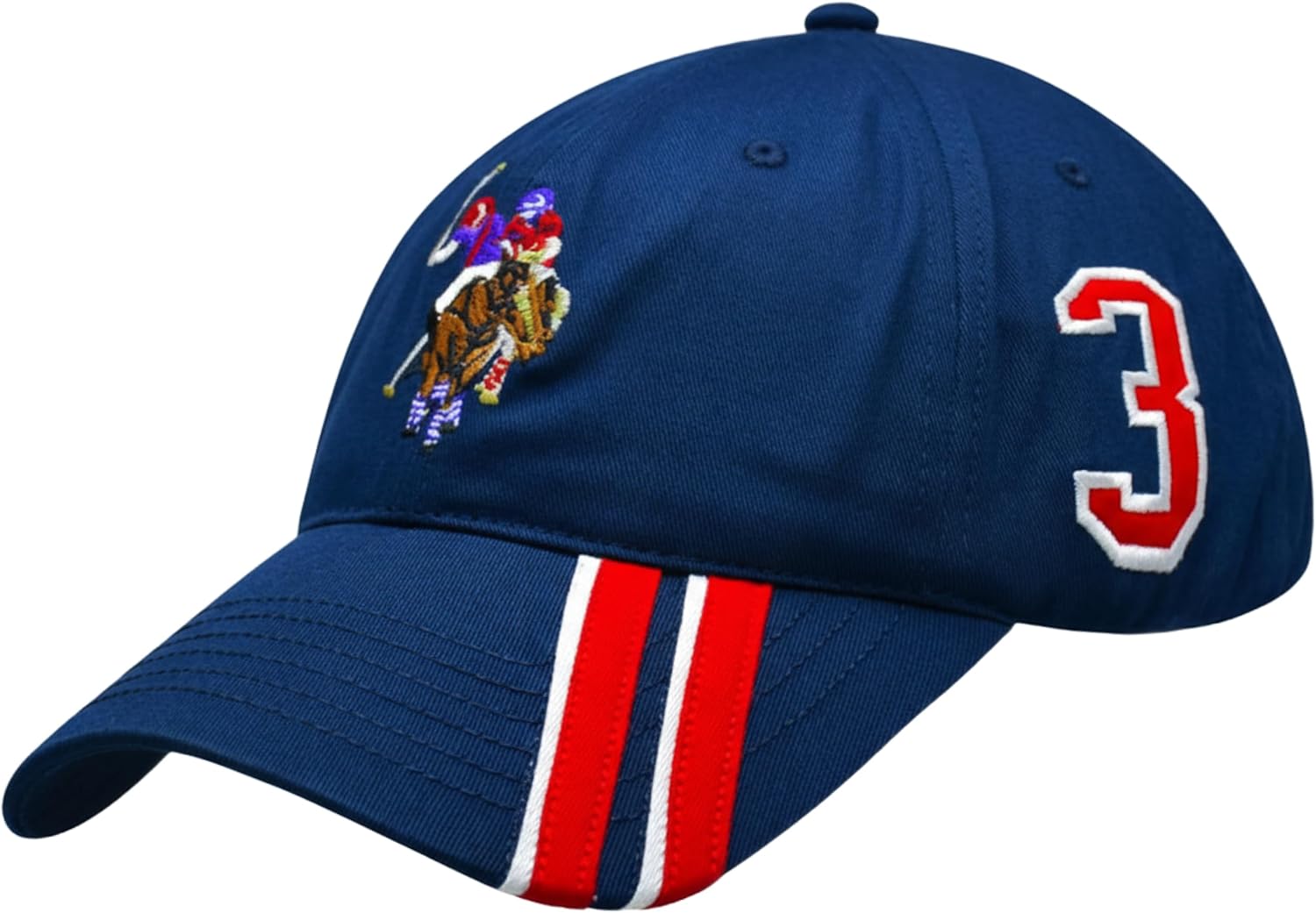 U.S. Polo Assn. Dad Hat, 100% Cotton Adjustable Baseball Cap with Horse Logo and Diagonal Stripes for Men and Women