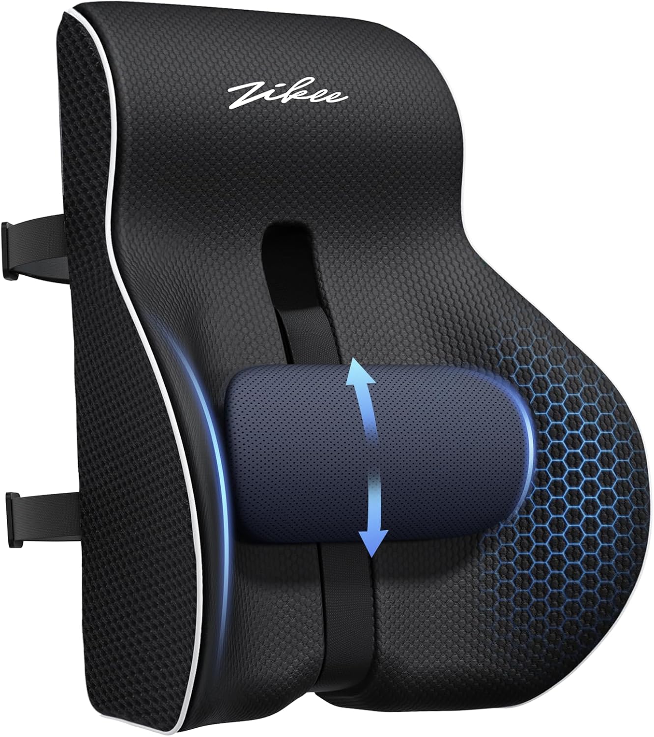 ZIKEE Adjustable Lumbar Support Pillow for Office Chair with Sliding Design for Precise Pain Relief & Support, Ergonomic Lumbar Pillow Improves Posture, Back Support Pillow for Office, Car, Home