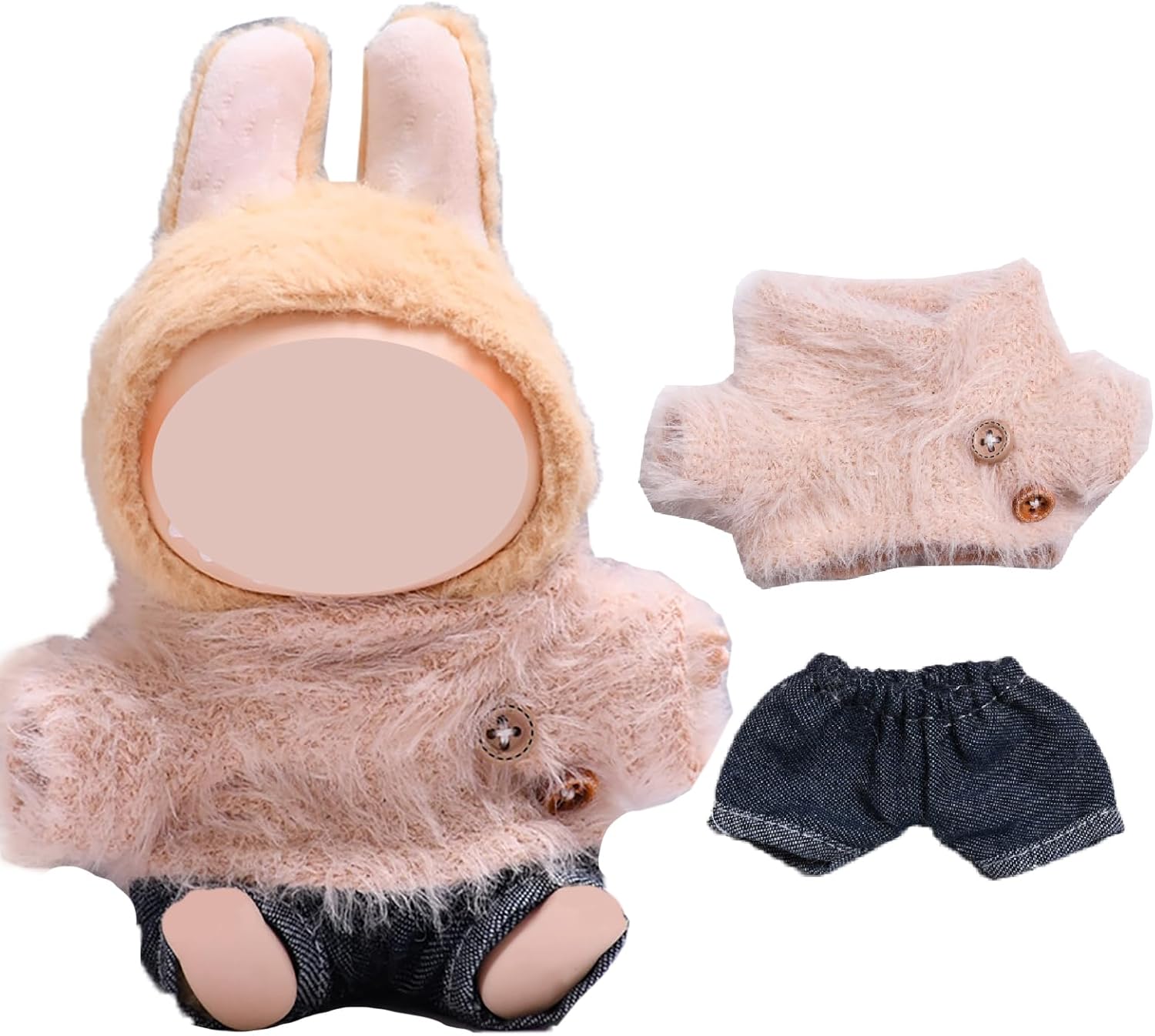 Wool Style Doll Clothes ,15cm/17cm Dolls Outfit - Stylish T-Shirt & Denim Jeans Set(No Doll)
