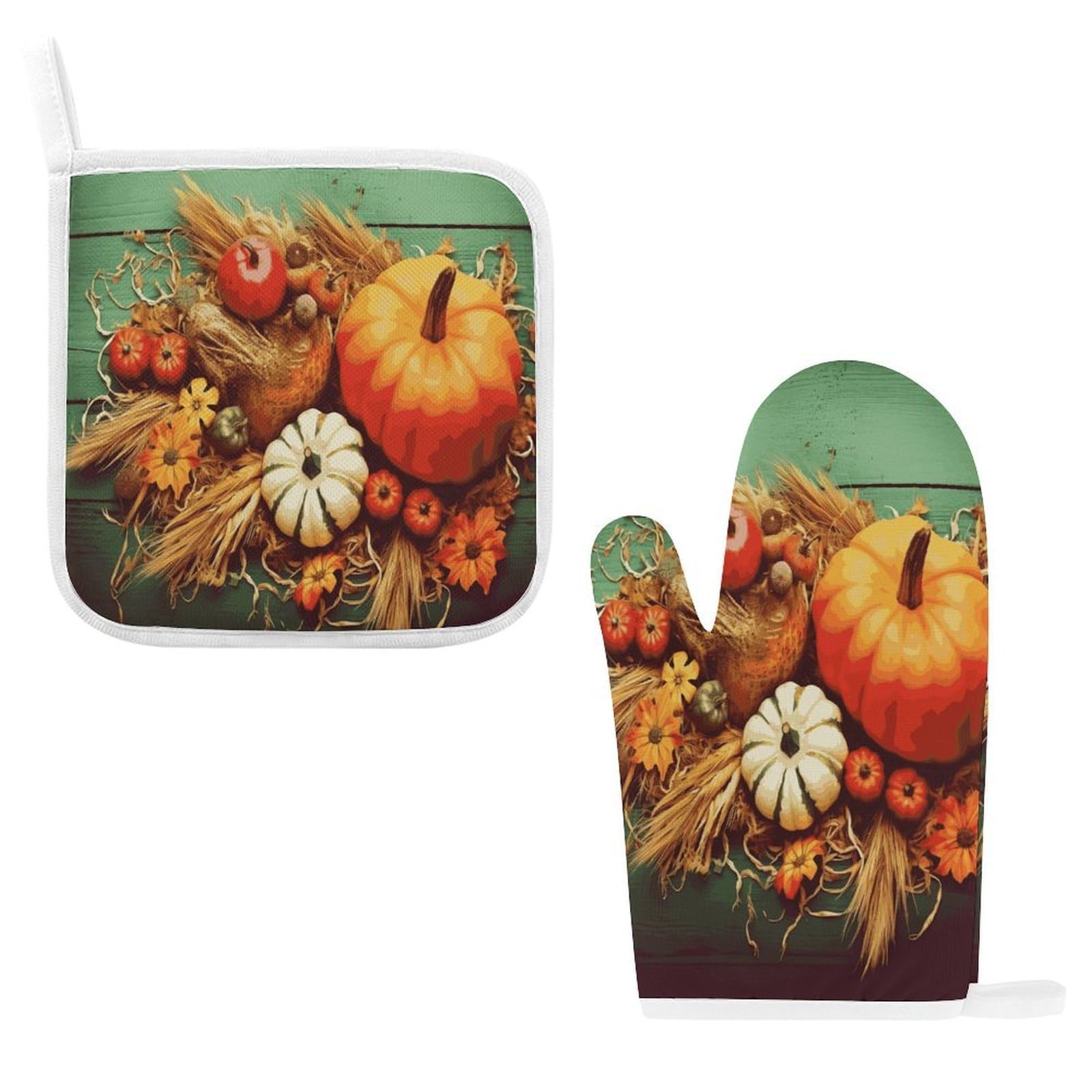 Btcowzrv Style Happy Thanksgiving Oven Mitts And Pot Holders 2Pcs Set