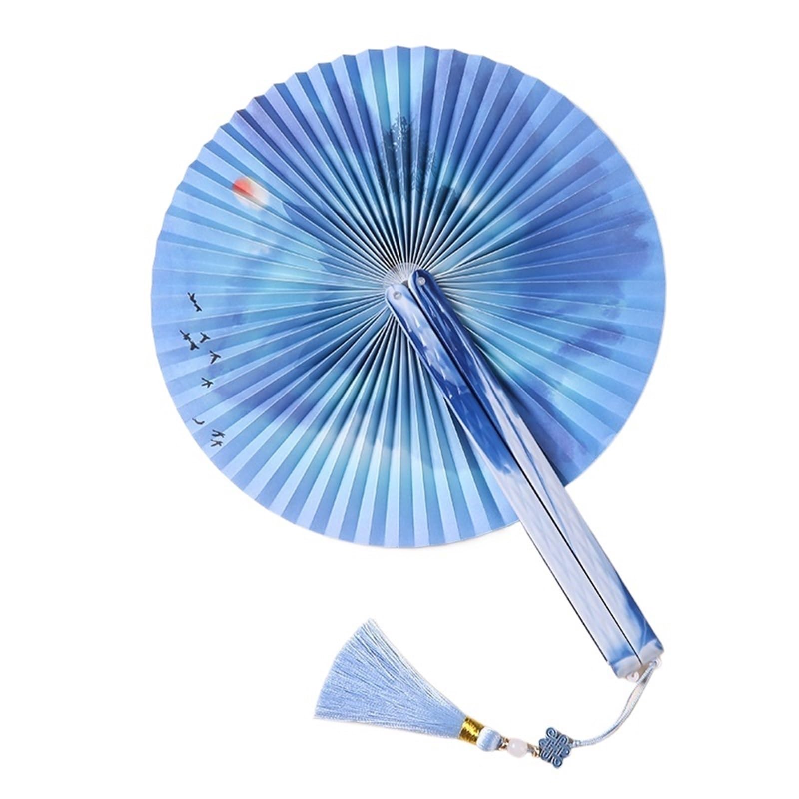 Dcuipg Color4 5Pcs Round Hand Held Paper Fan For Party
