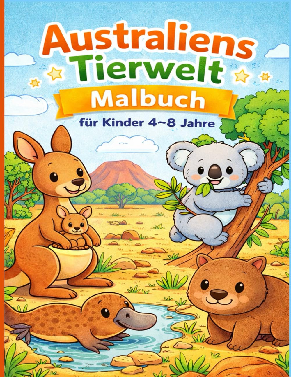 Australiens Tierwelt Malbuch für Kinder 4–8 Jahre: Niedliche australische Tiere zum Ausmalen – Känguru, Koala, Wombat und viele mehr für kleine Tierfreunde
