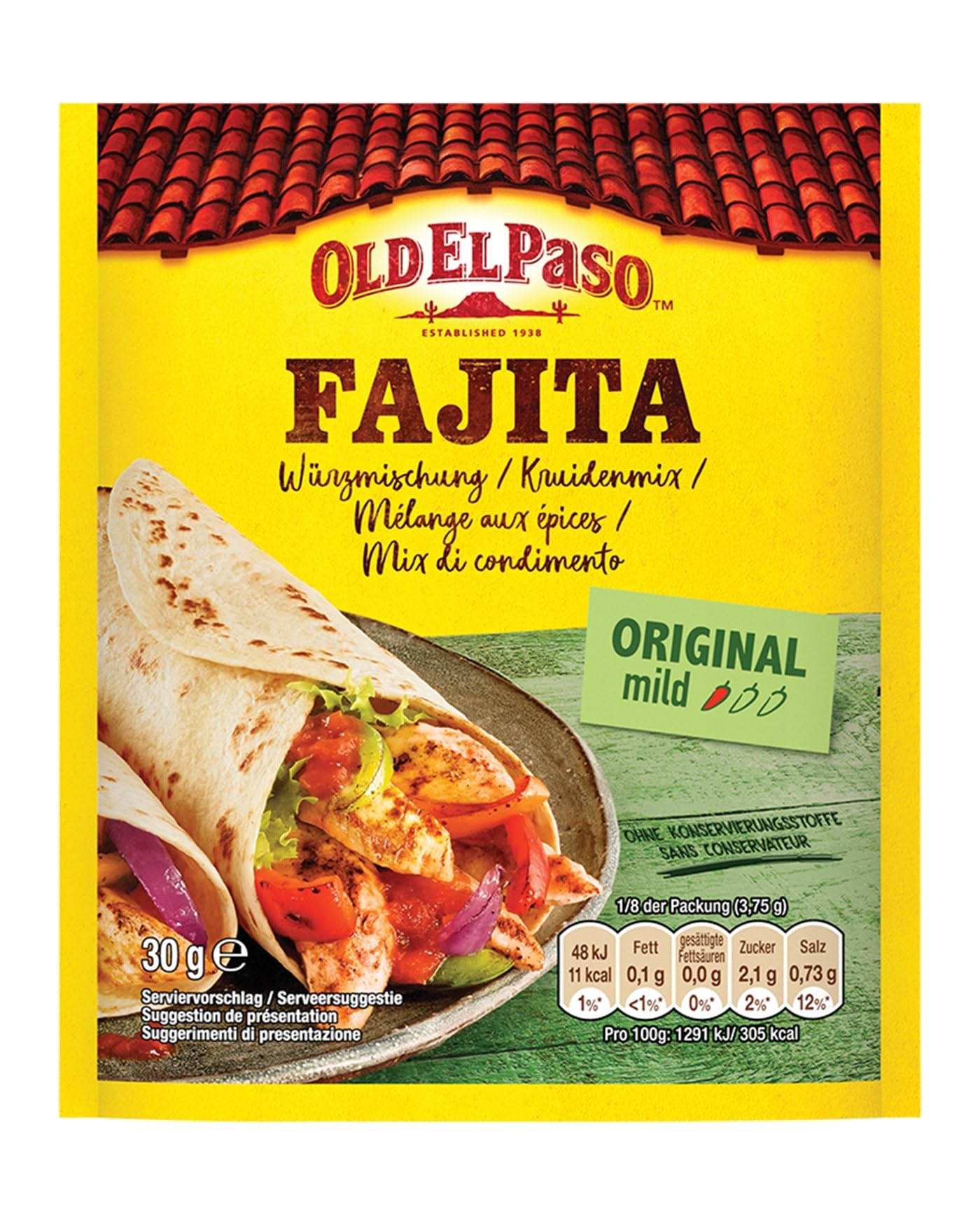 Old El Paso Fajita Würzmischung Fertiger Gewürzmix für mexikanische Fajitas, 30 g