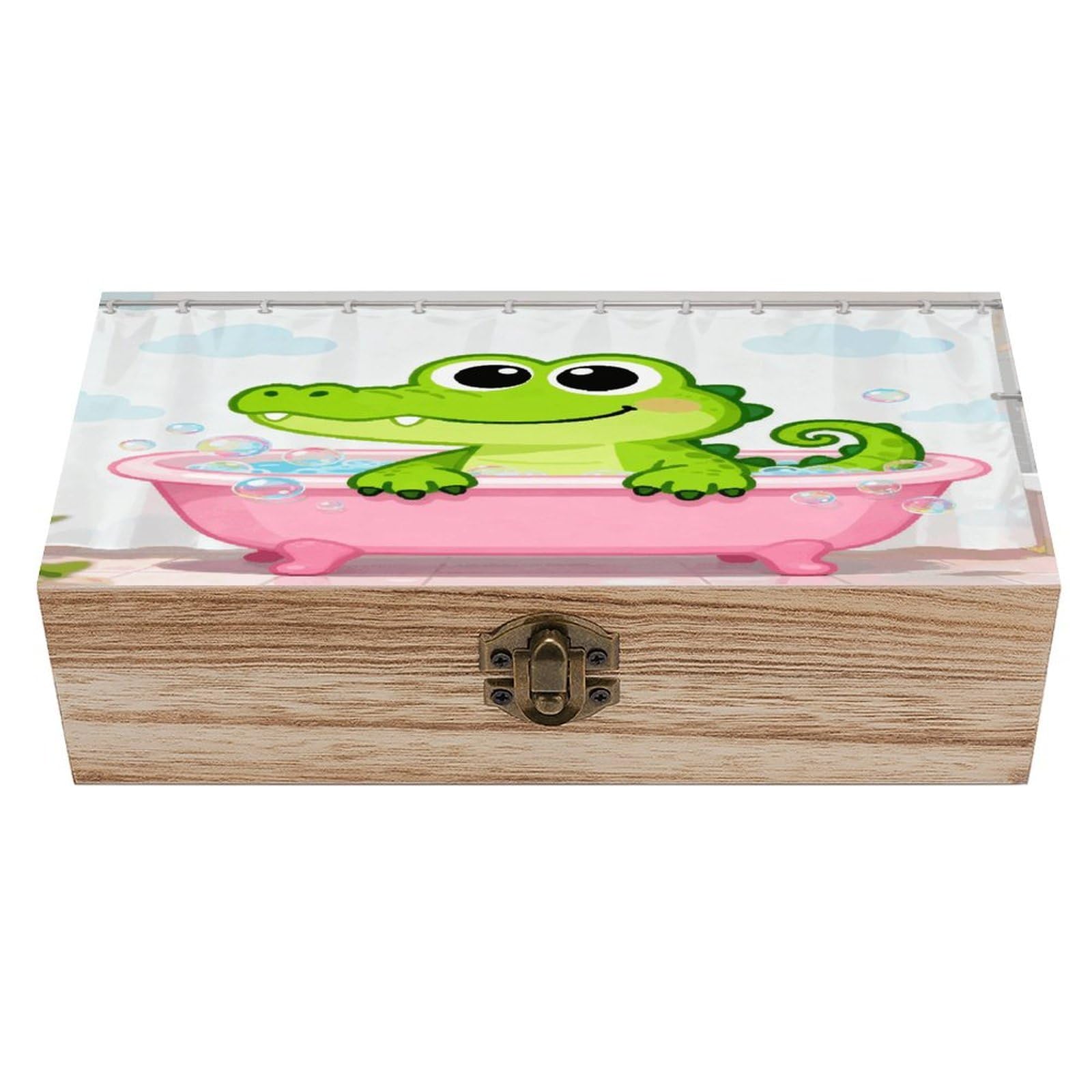 VstaDank Bathtub Gator Wooden Storage Box with Hinged Lid Natural Wooden Box Beautifully Keepsake Boxes Vintage Wood Boxes Jewelry Organizer Trinket Storage Chest Unique Gift
