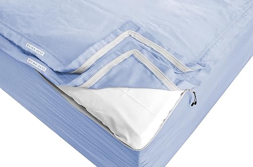 Sábana bajera ajustable con cremallera, incluye 1 base de sábana bajera y 2 sábanas con cremallera, sábana bajera de hasta 16 pulgadas de