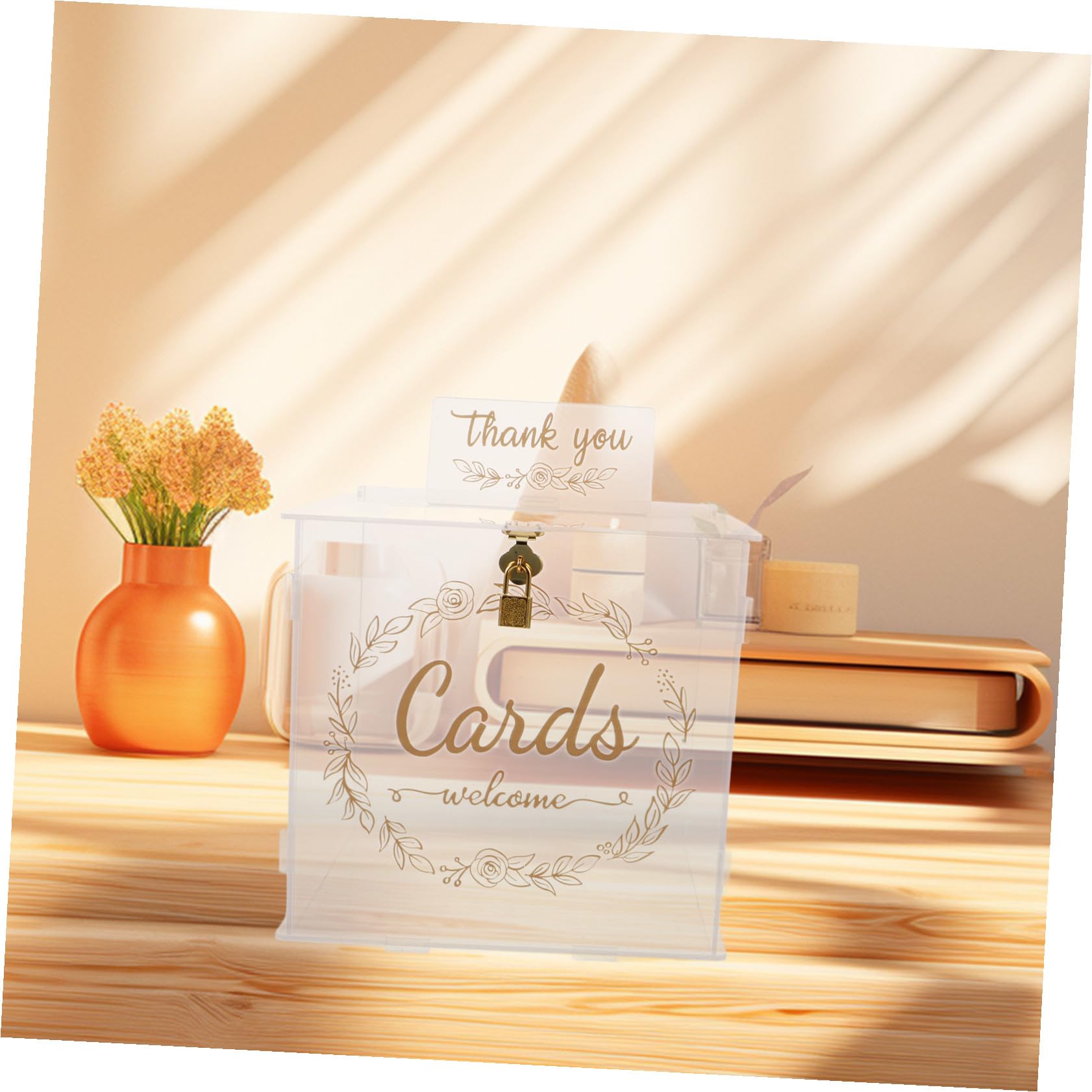 Acrylbox für Hochzeitskarten und Fotos mit Schloss Durchsichtige Kartenbox für Geldgeschenke und Erinnerungen bei Hochzeitsfeiern