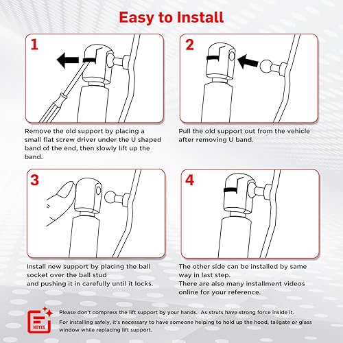 Miniatura 5 de BDFHYK C16-10334 - Amortiguadores de gas de 9.8 pulgadas, 22 libras (100N), soporte de elevación para cámper, caja de herramientas de ventana
