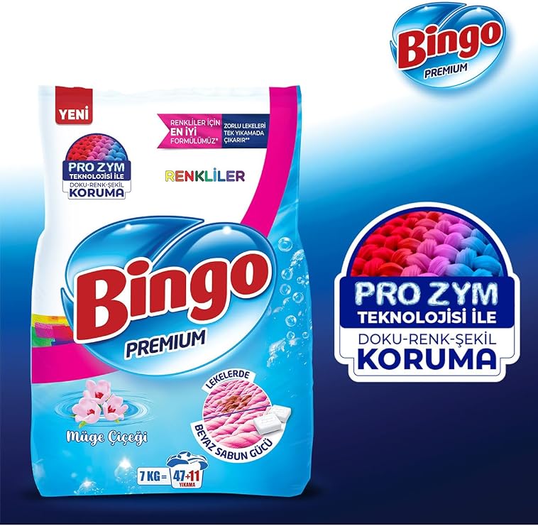 Bingo Premium Toz Çamaşır Deterjanı 7 Kg Renkli + Premium Toz Çamaşır Deterjanı 7 Kg Beyaz