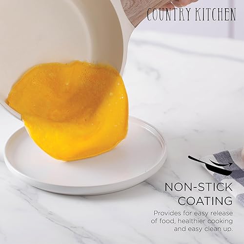 Miniatura 4 de Country Kitchen Juego de ollas y sartenes antiadherentes, juego de utensilios de cocina de aluminio fundido con utensilios, juego de cocina