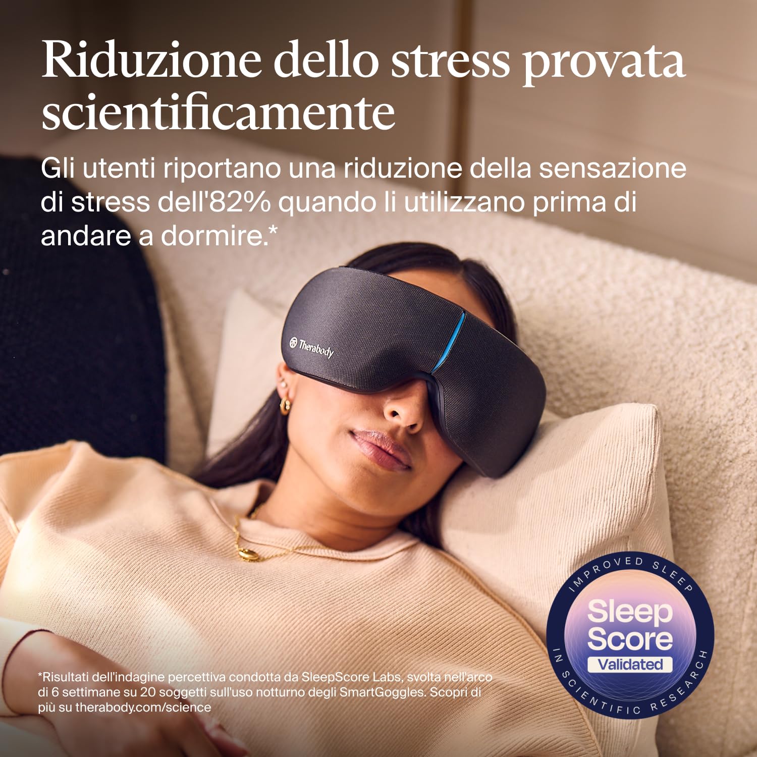 Therabody SmartGoggles 2.0 – Maschera oculare riscaldante, maschera oscurante per il sonno & massaggio delle tempie per relax personalizzato e sollievo dal mal di testa.