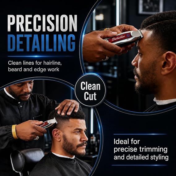 Replacement T-Wide Blades Compatible with Wahl 5-Star Detailer Hair Trimmers - 0.4mm Zero-Gap (Silver - Pack of 2)