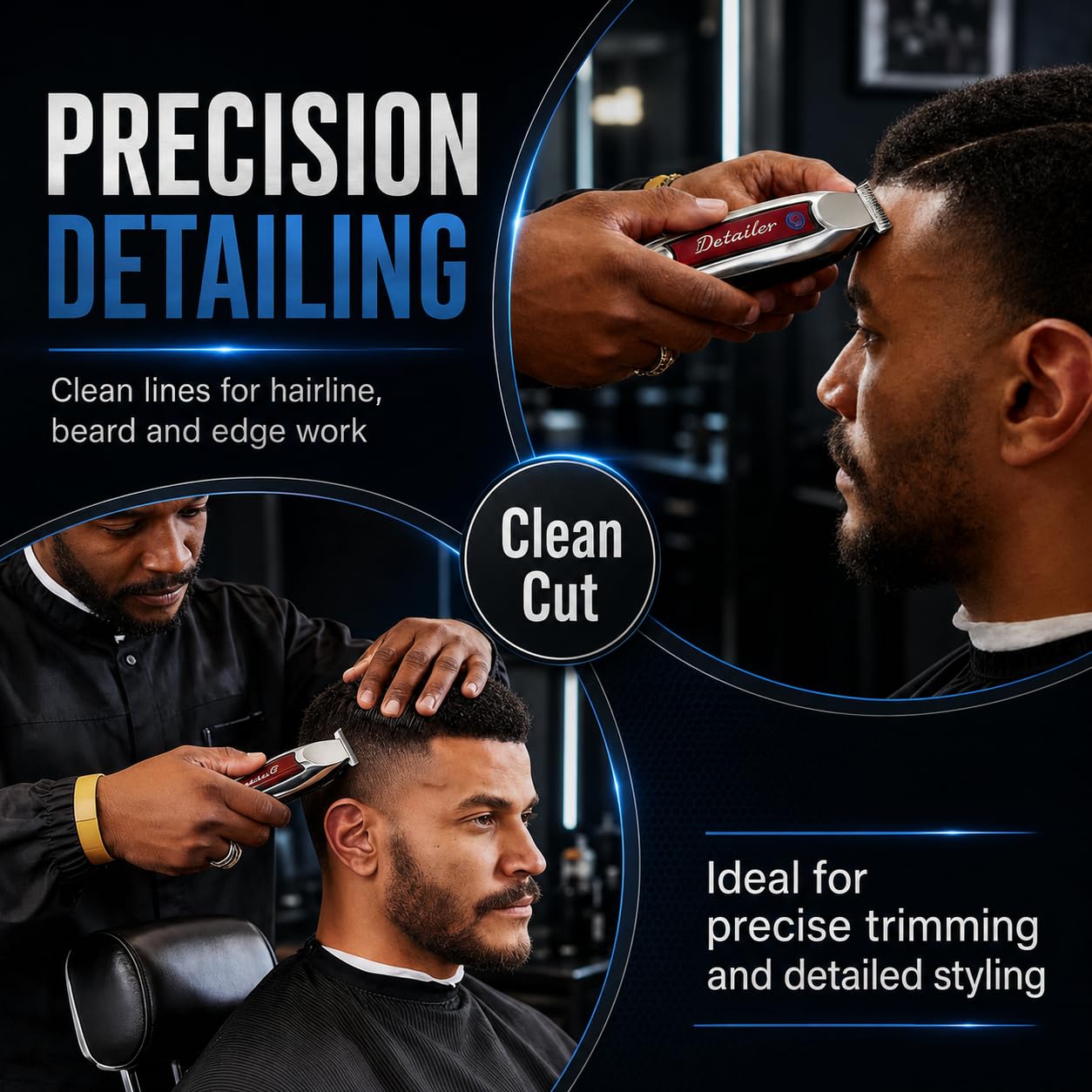 Cuchillas T-Wide de Repuesto Compatibles con las Cortadoras Wahl 5-Star Detailer – 0,4 mm, Zero-Gap (Plata – Paquete de 2)