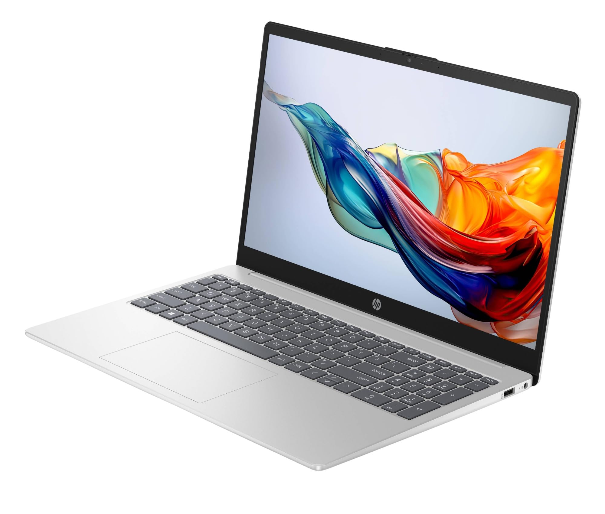 HP Laptop 15-fc0021sl, PC Portatile 15", Display FHD, Notebook, (AMD Ryzen 7 7730U, RAM 16GB, SSD 1TB, Windows 11), Computer Portatile, Uso quotidiano, Tastiera Italiana, QWERTY, Argento