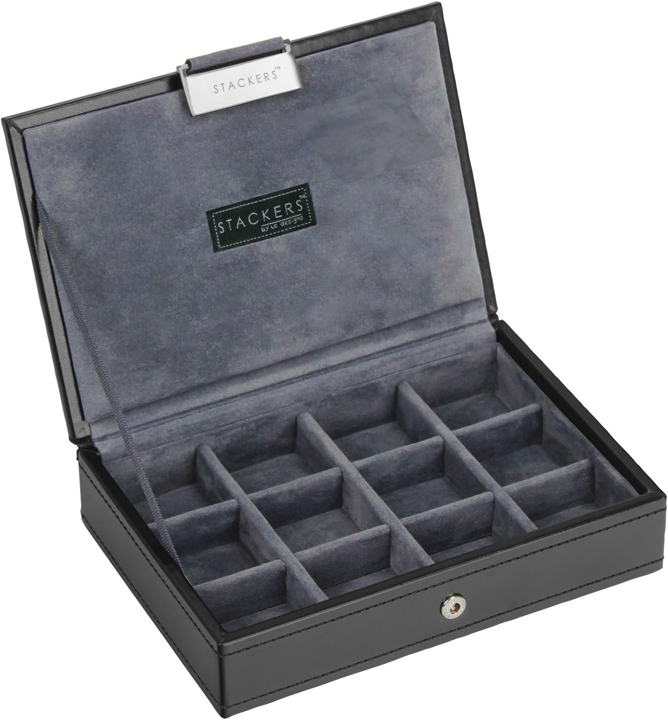 Stackers - Men's Executive Black Mini Lidded with Grey Velvet Finish Lining
