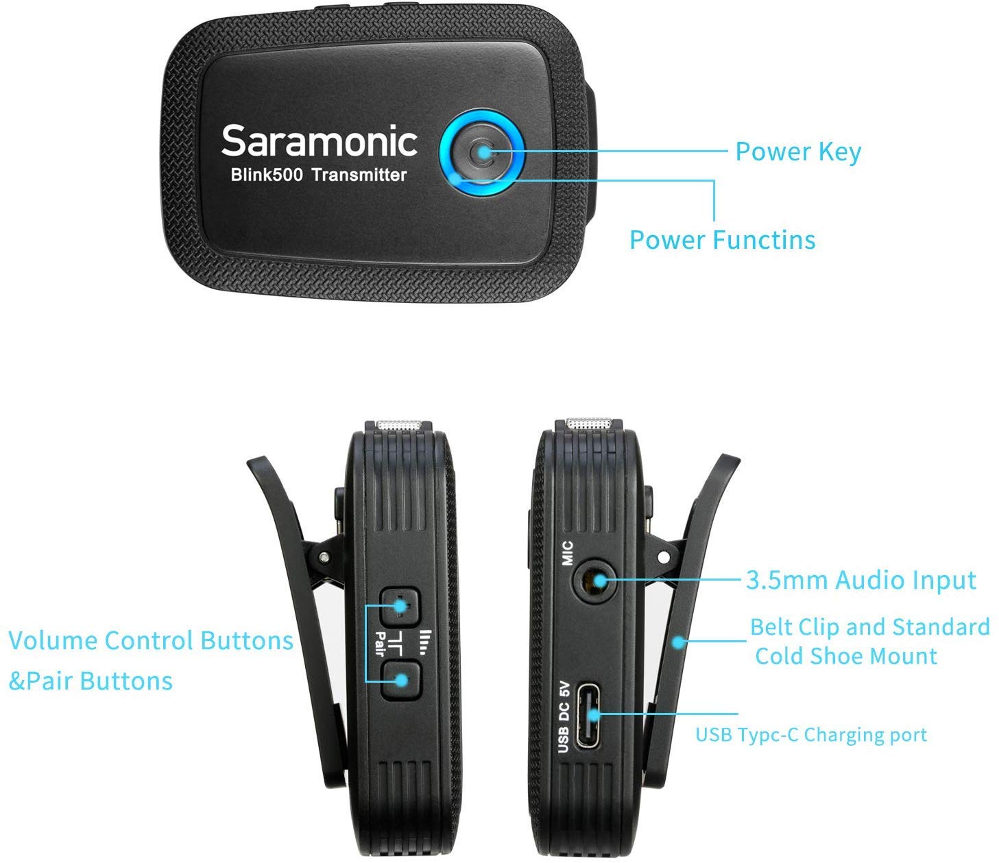 Saramonic Blink500 B2 Dual-Channel Mic Two Transmitters 2.4GHz 