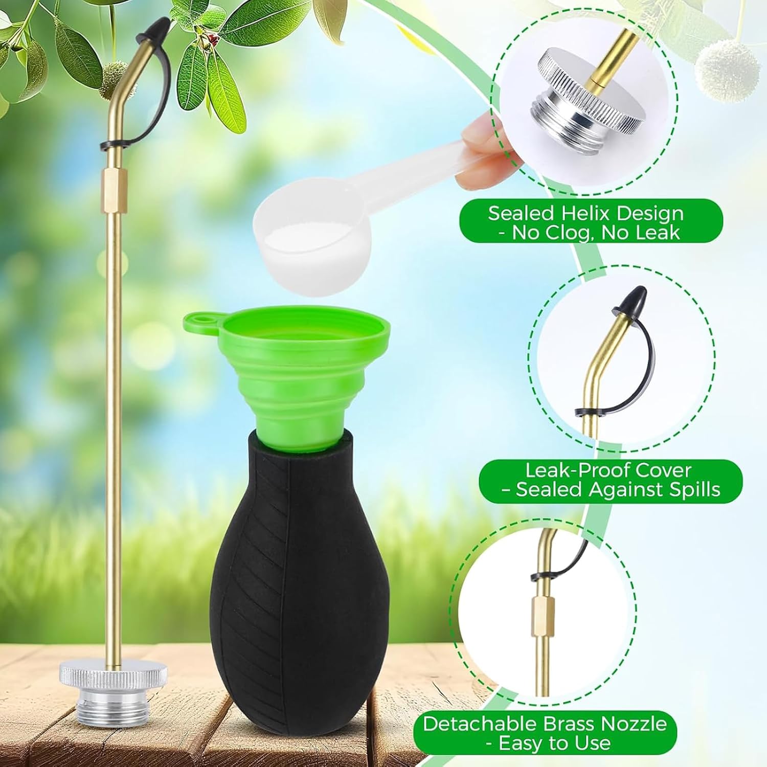 LeakProof Powder Spreaders Large Capacity Ergonomic Designs Brass Nozzle Powder Dusters For Farm Garden Indoor Home Use Earth Duster