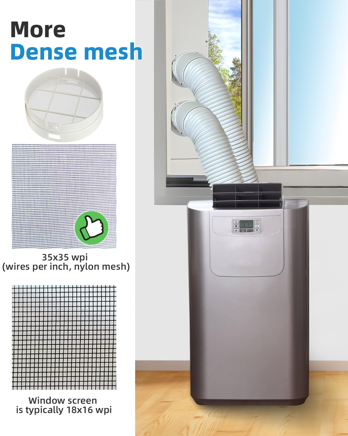 Pre-filtro lavabile per condizionatore d'aria portatile, misura perfetta, diametro 12,7 cm, confezione da 2, bianco