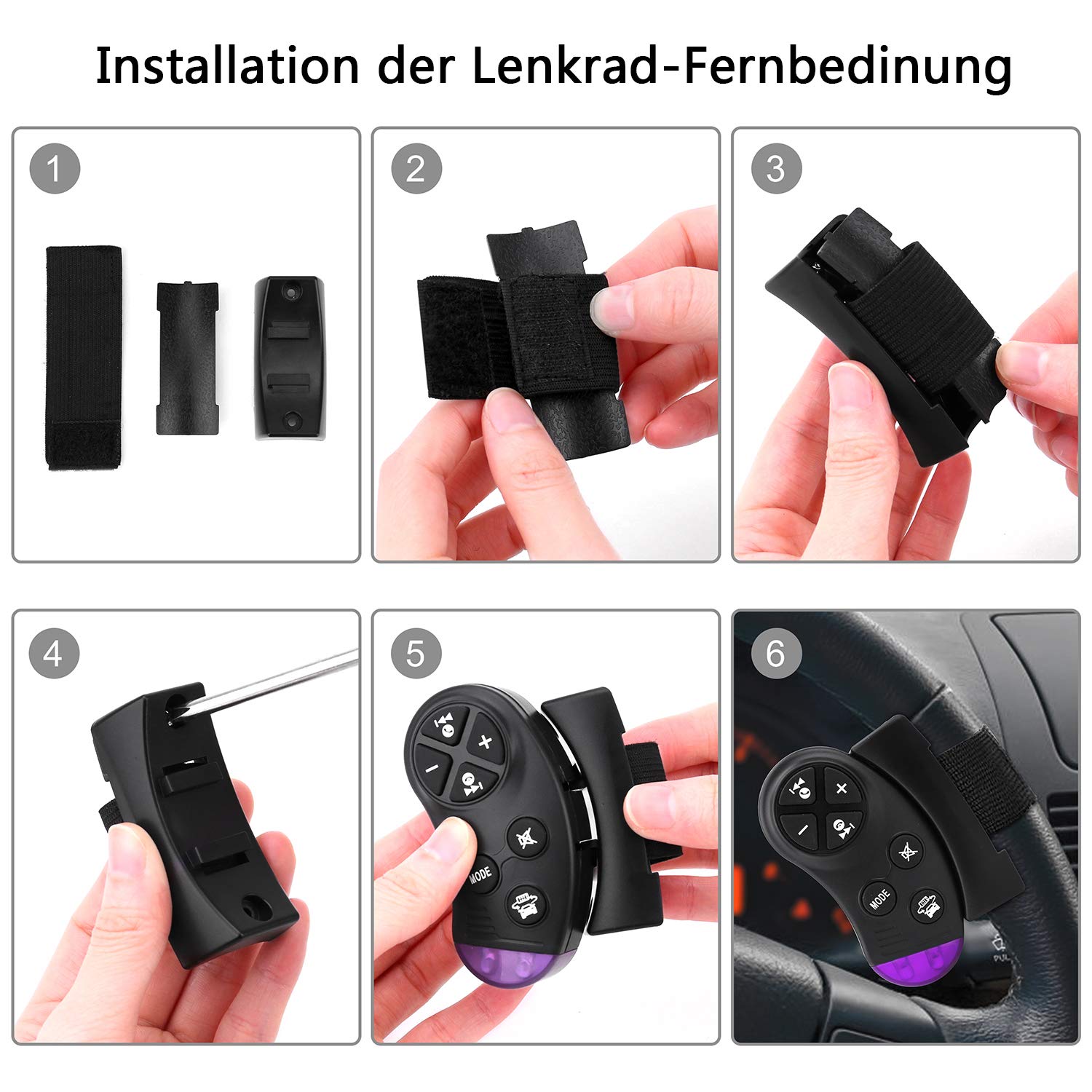 Autoradio mit Bluetooth Freisprecheinrichtung und Lenkrad-Fernbedienung, 1 DIN Autoradio MP3 Player/FM Radio, 2 USB Anschlüsse für Musikspielen und Aufladen