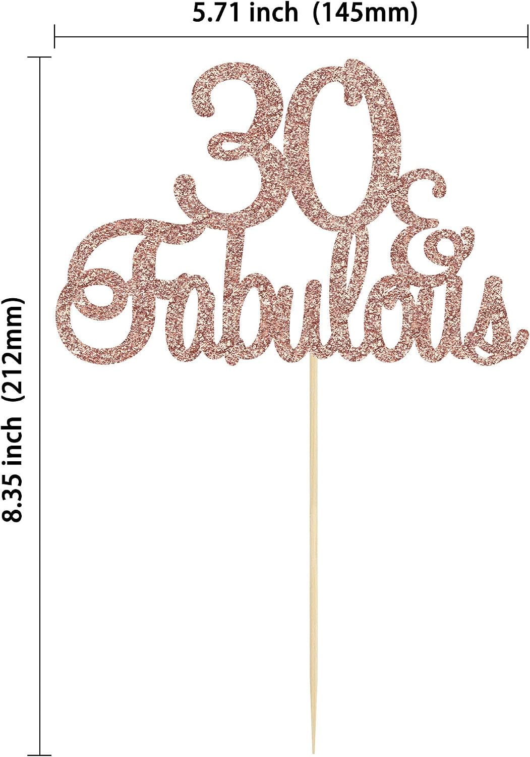 Gyufise 3Pcs Rose Gold 30 & Fabulous Cake Toppers 30 and Fabulous Cake Toppers for Happy 30th Birthday Cheers to 30 Party Decorations 30 Anniversary Birthday Cake Decorations Supplies - Image 3