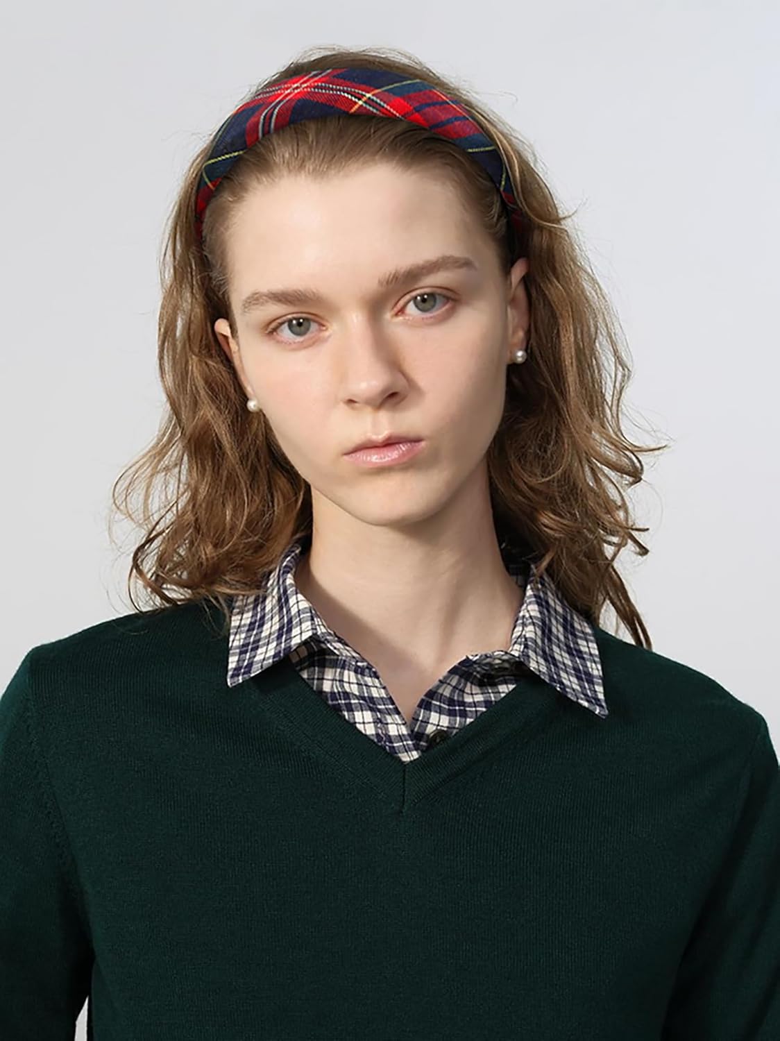 WOVOWOVO Plaid Headband for Women Teen Girls, Padded Thin Headbands for Womens Hair Vintage Red Hairband Fashion Head Band Hair Accessories - Image 5