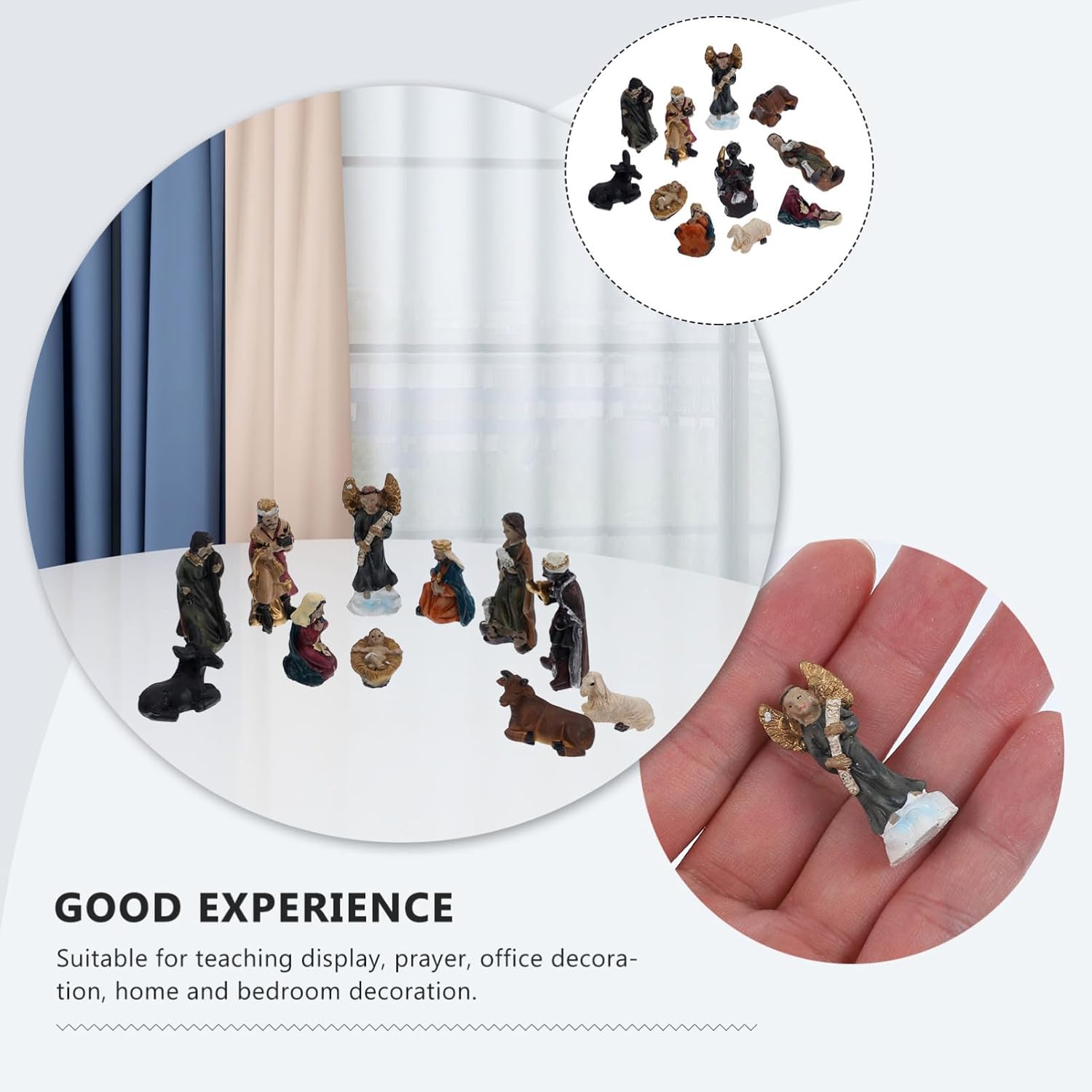 3sets Jesus Nativity Figurine Religious Adornment for Office Home and School Decorations Craftsmanship