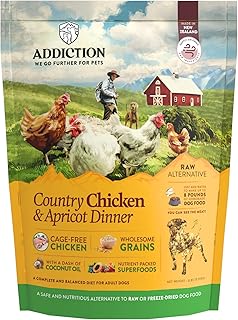 Addiction Country Chicken & Apricot Air-Dried Grain-Free Dog Food – Complete Meal or Topper with Natural Ingredients for Digestive and Skin & Coat Health, 2lb