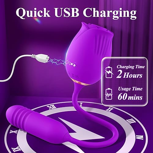 Miniatura 6 de Juguetes sexuales de rosas para mujeres  Estimulador sexual de rosas mejorado para mujeres con 18 consoladores de empuje de succión vibrador de