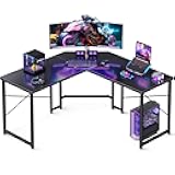 Casaottima L Shaped Gaming Desk, Corner Desk Gaming Table for Home Office, Computer Desk Sturdy Writing Workstation for Small Space, Easy to Assemble, 51 inch, Carbon Fiber Surface, Black