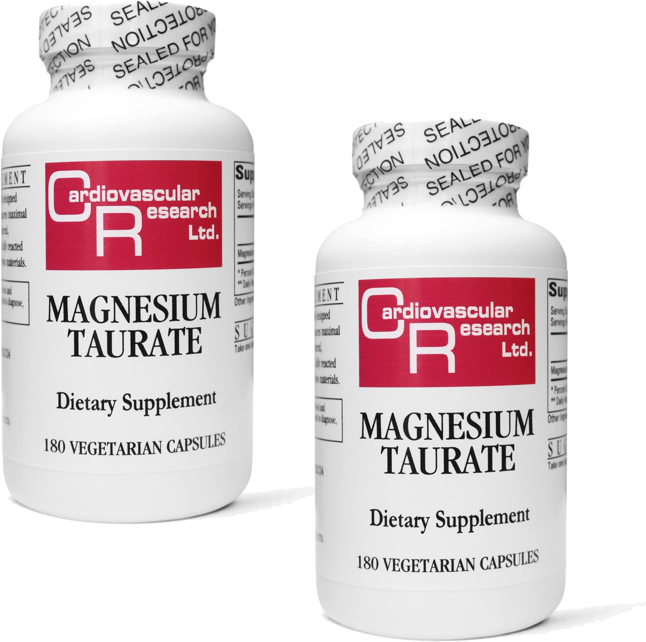 Cardiovascular Research Magnesium Taurate - 125 mg Elemental Magnesium - 180 Veggie Caps per Bottle - 2 Bottles (360 veg caps total)