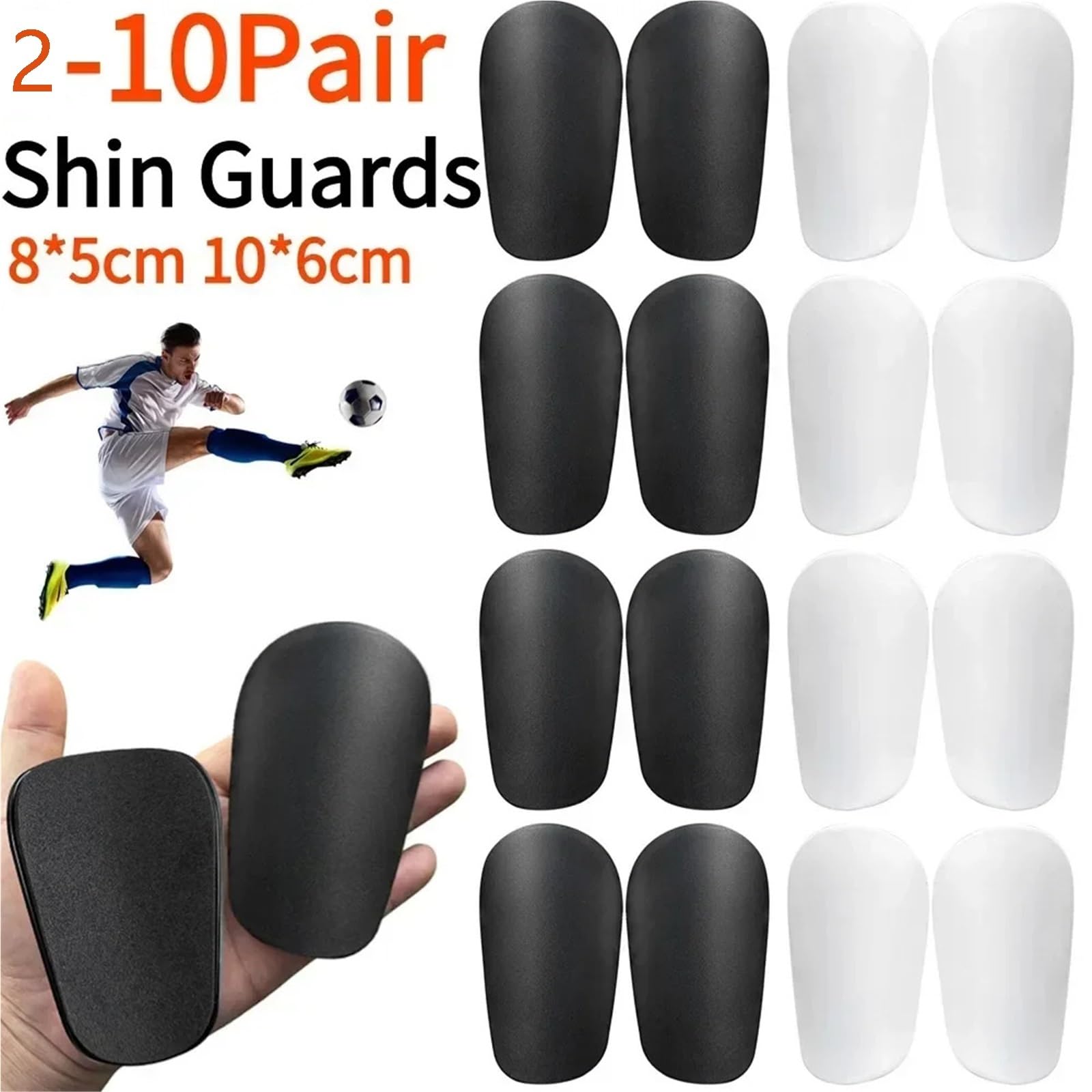2-10 Pares de espinilleras Resistentes al Desgaste y con absorción Impactos, miniprotectores piernas for fútbol, ​​espinilleras Entrenamiento, ​​caña para Adultos