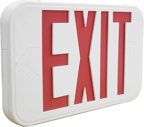 LIT-PaTH Letrero LED de salida de emergencia con doble cara y baterías de respaldo iluminación de salida de letras rojas estándar de EE UU
