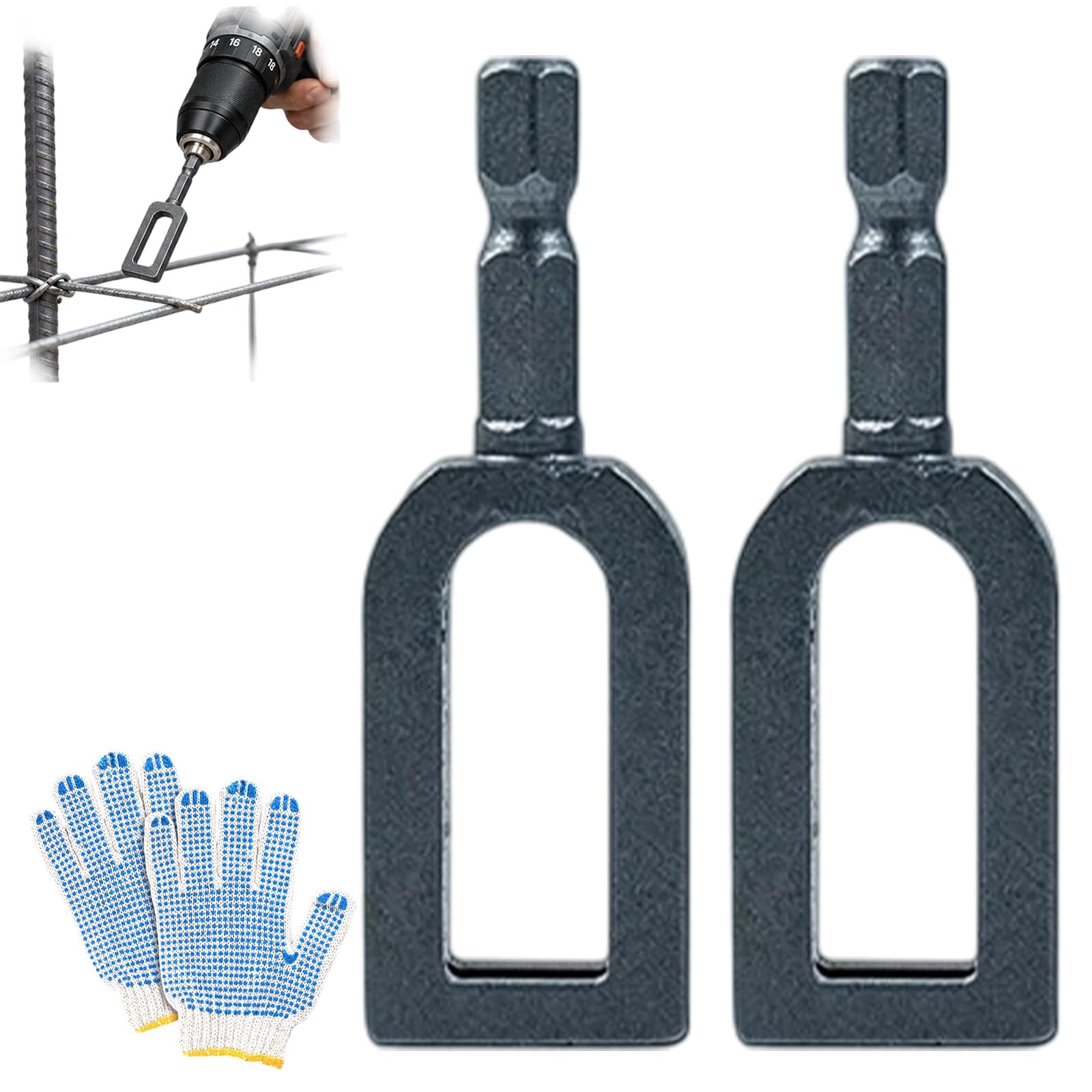 Elmvar 2*Style B Electric Drill Wire Twisting Tool, Steel Wire Twisting Tool For Drill, Multifunctional Twister With 1/4 Hex Shank For Fence Repair, Rebar Tying, Farm, Garden And Construction (2*Style B)