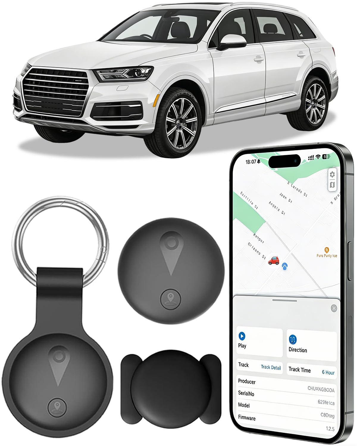 GPS Tracker for Vehicles, Real-Time Undetectable GPS Tracker for Car - No Monthly Fee & SIM Card for Hidden Magnetic GPS Locator for Android and iPhone, Ultra-Slim, IP68 Waterproof, Safe & Durable