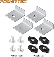 Vista 2 de POWERTEC 71821 Kit de parada bidireccional corta, bloque de parada de pista en T para carpintería, lijado y enrutamiento, 4 piezas
