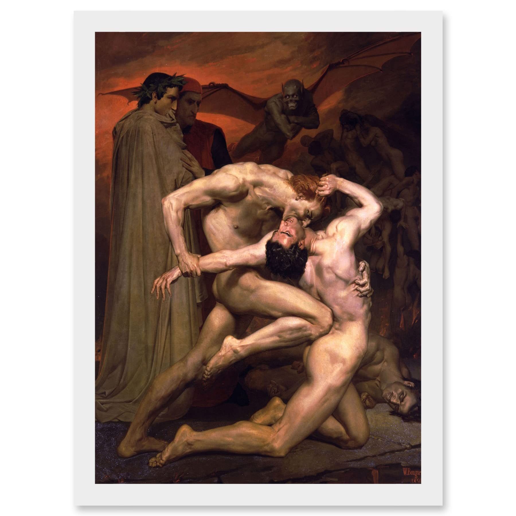 William Adolphe Bouguereau Dante Virgil Hell Framed Wall Art Print A4 - Artery8
